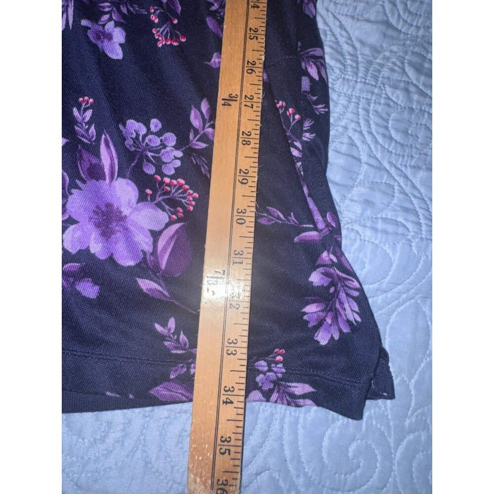 Womens Floral Print Dress Short Sleeve Button Front Relaxed Fit Medium Purple & - Picture 6 of 6
